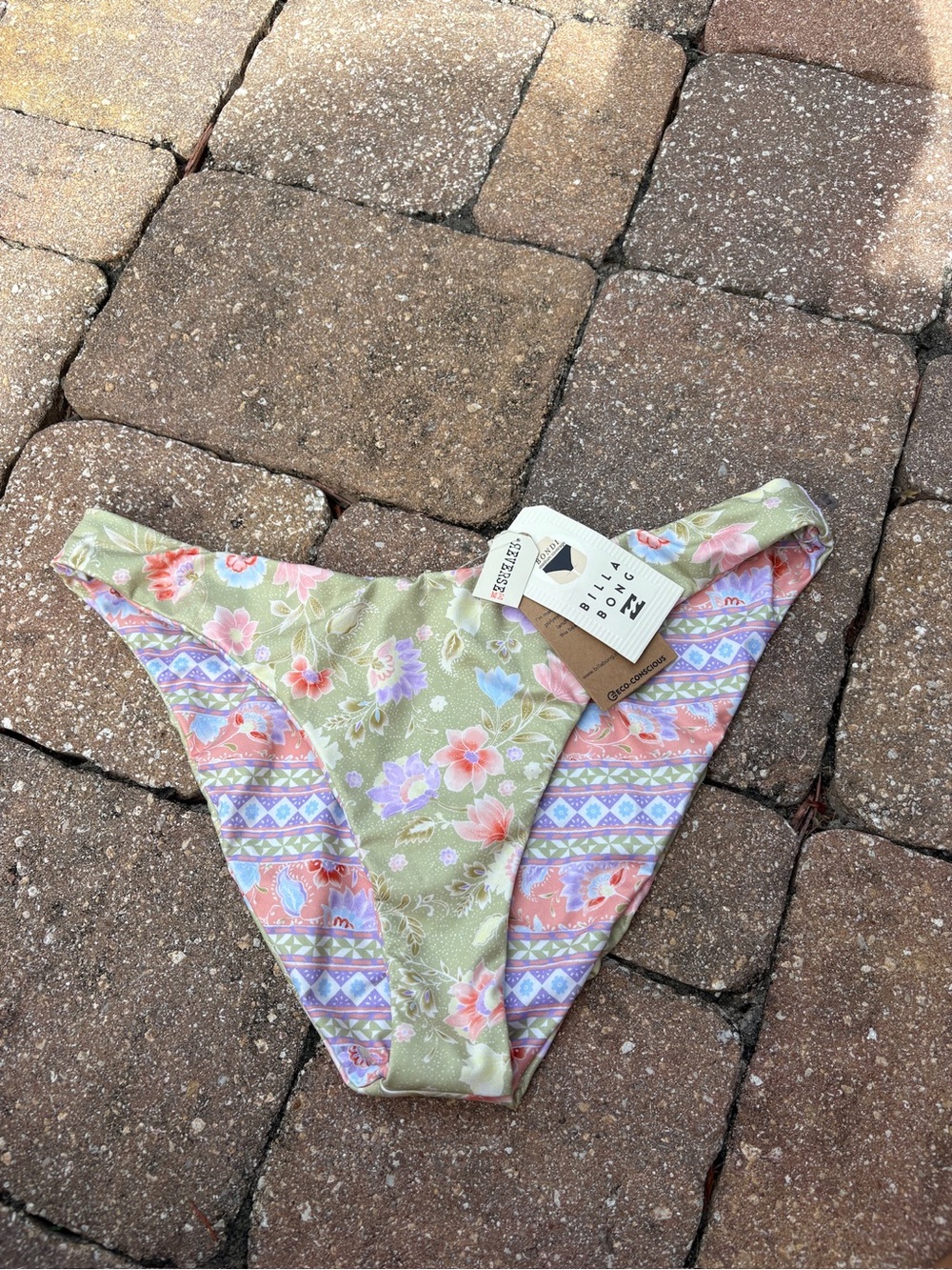 NWT Billabong Reversible Floral & Pastel Print Bikini Bottoms Sz XL